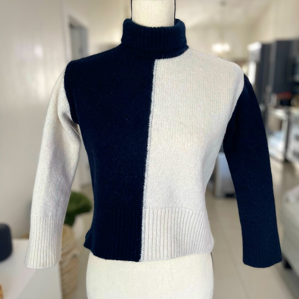 Stockholm Atelier sweater, turtleneck, size XS, black and beige